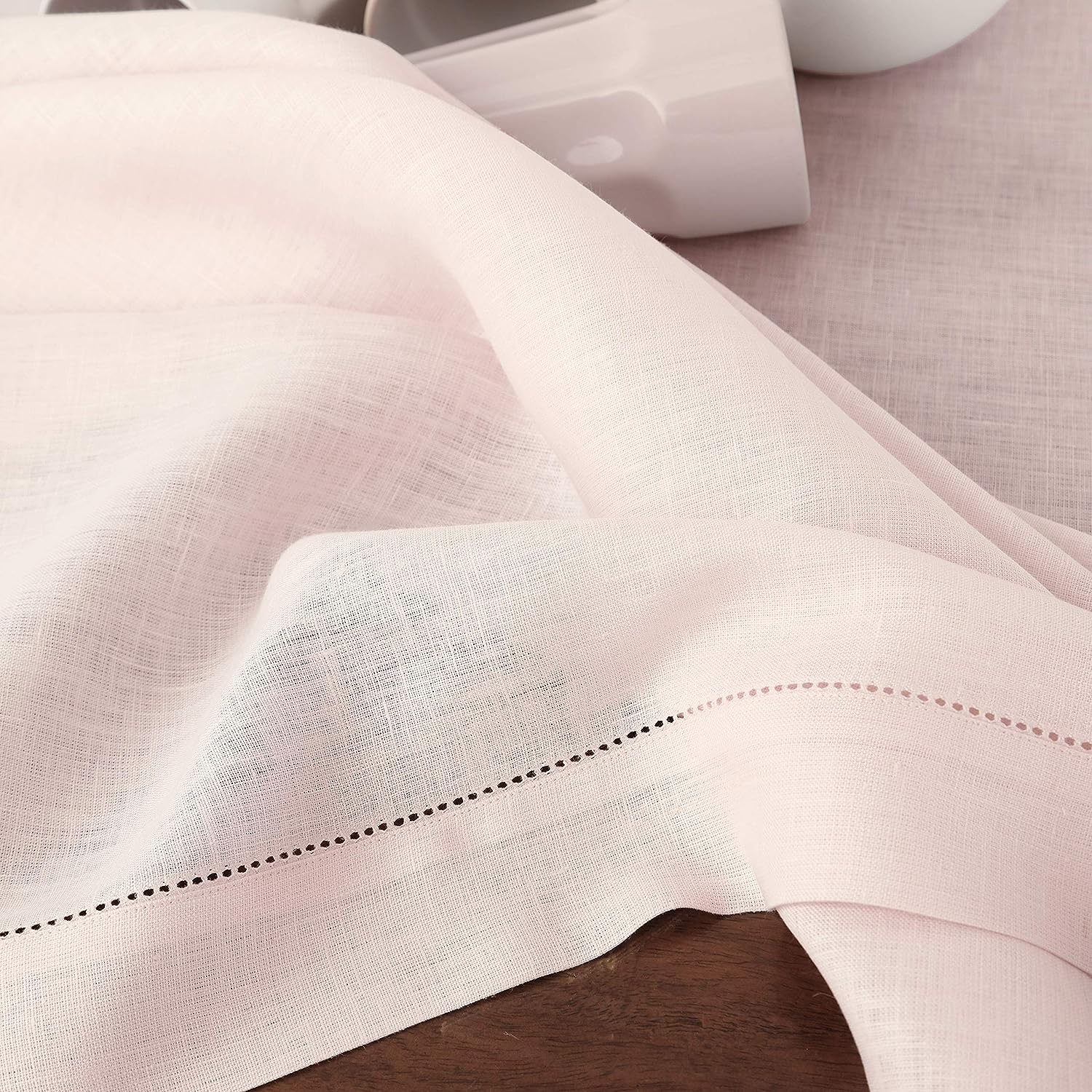 Hemstitched Table Linens (Light Pink Color)