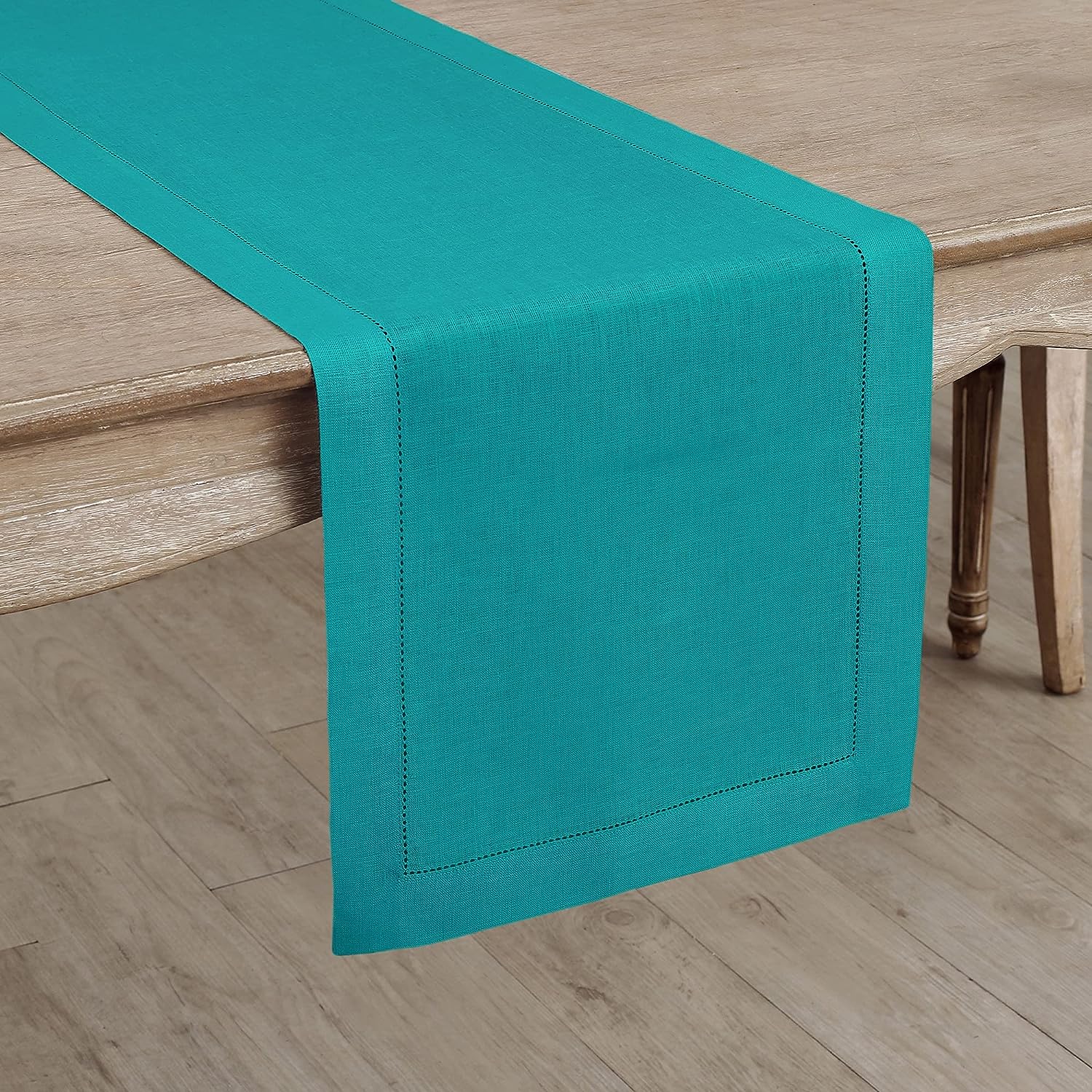 Hemstitched Table Linens (Teal Color)