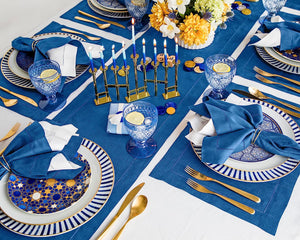 Hemstitched Table Linens (Indigo Blue Color)