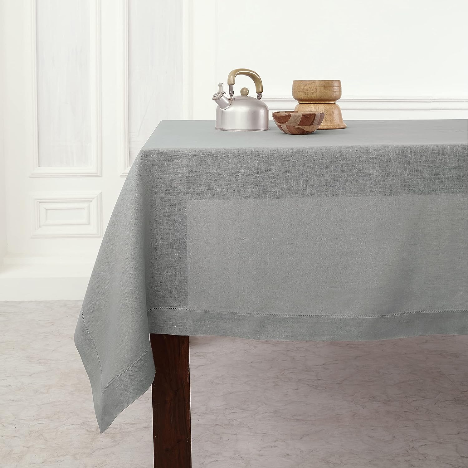 Hemstitched Table Linens (Soft Grey Color)