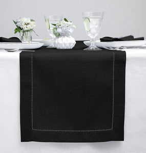 Hemstitched Table Linens (Black Color)