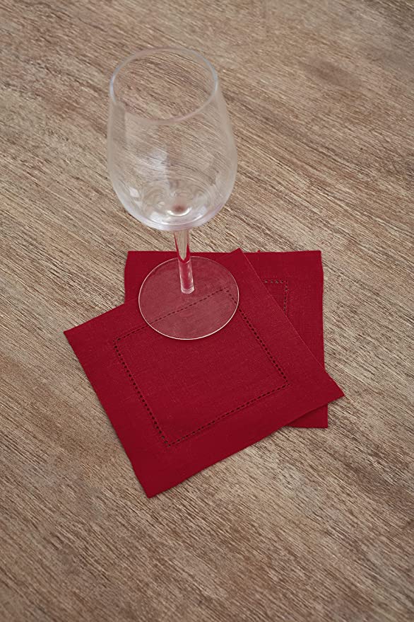 Hemstitched Table Linens (Red Color)