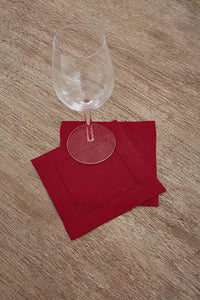 Hemstitched Table Linens (Red Color)