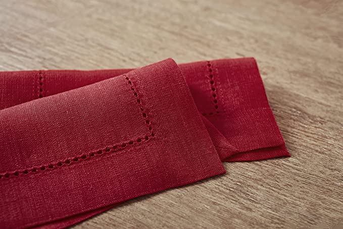 Hemstitched Table Linens (Red Color)