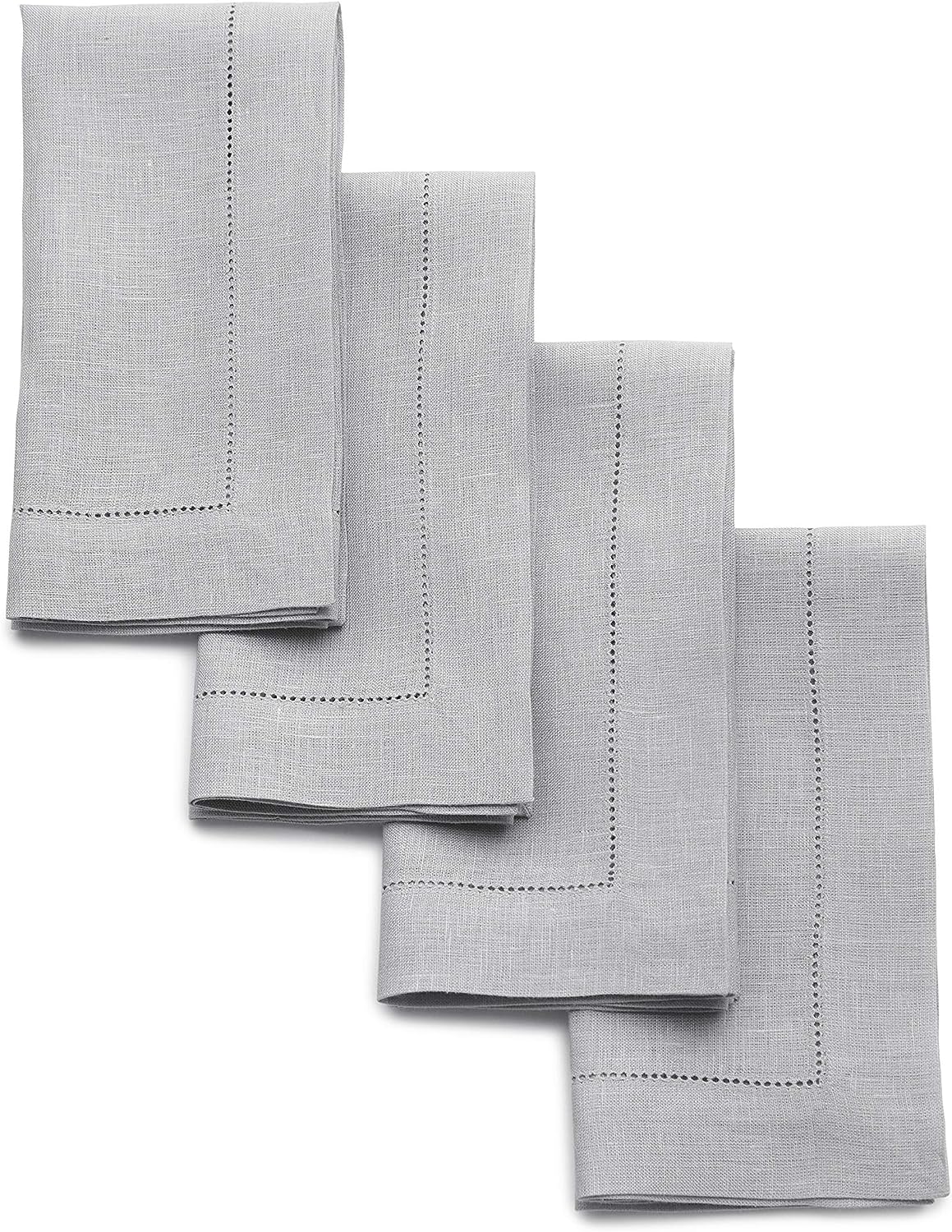 Hemstitched Table Linens (Soft Grey Color)