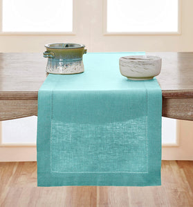 Hemstitched Table Linens (Aqua Blue Color)