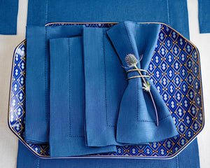 Hemstitched Table Linens (Indigo Blue Color)