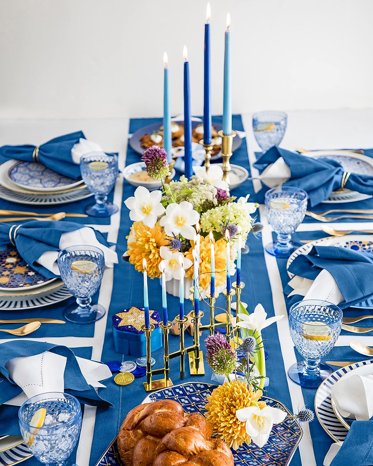 Hemstitched Table Linens (Indigo Blue Color)