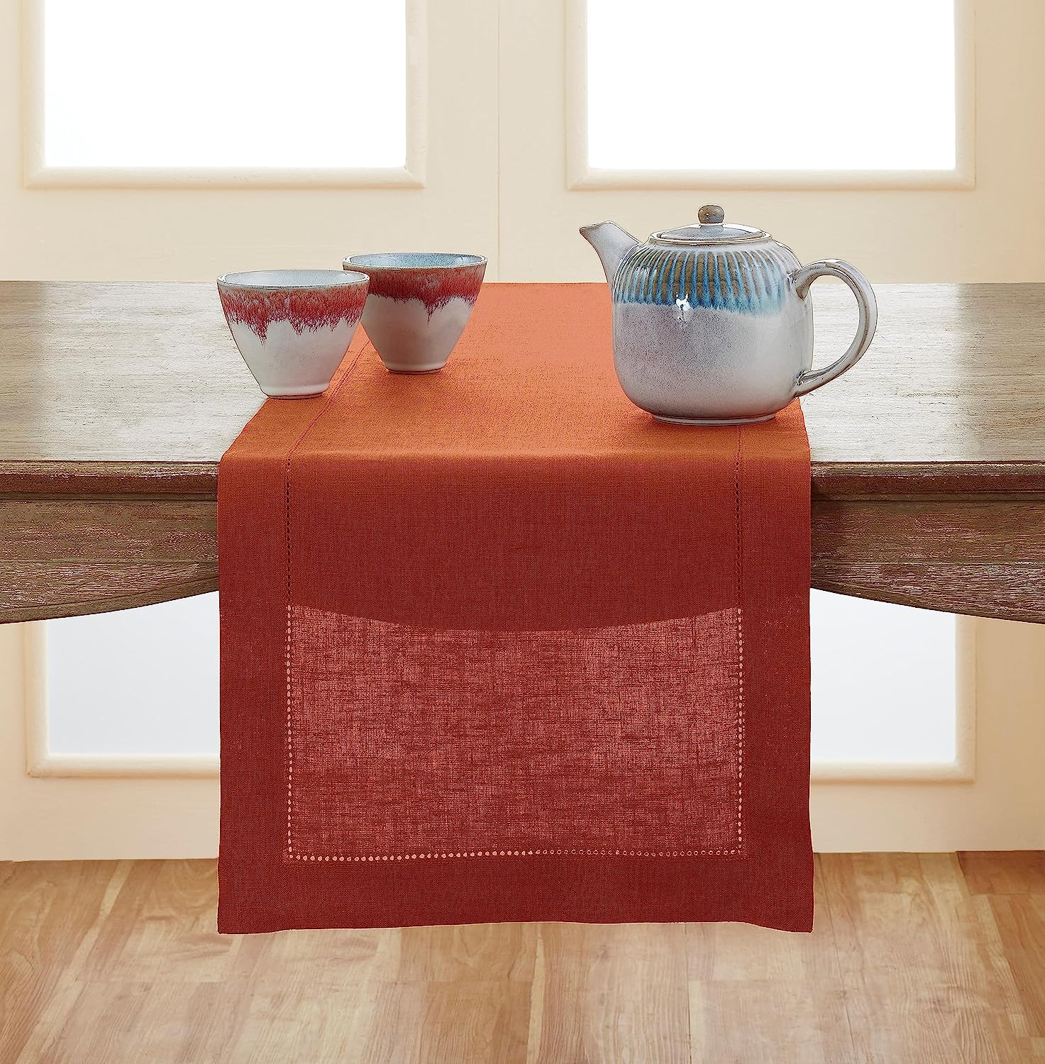Hemstitched Table Linens (Cinnamon Color)