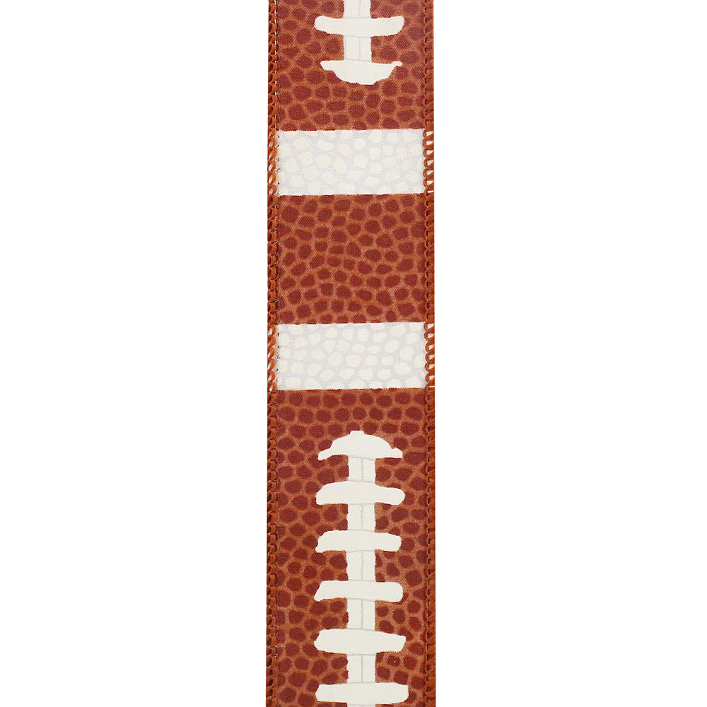 Football Pigskin Wired Edge Ribbon - Brown Color -- 1.5" x 10 Yards