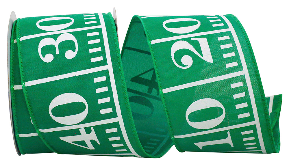 Football Field Wired Edge Ribbon - Green Color -- 2.5" x 10 Yards