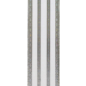 1 ½ inch x 10 yards ---  Silver --- Sheer Metallic Stripes Value Christmas Ribbon