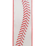 Load image into Gallery viewer, Baseball Stitch Wired Edge Ribbon - White Color -- 2.5" x 10 Yards
