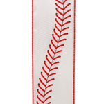 Load image into Gallery viewer, Baseball Stitch Wired Edge Ribbon - White Color -- 2.5" x 10 Yards
