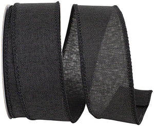 1 ½ inch x 10 yards --- Every Day Linen Value Wired Edge Ribbon --- Black