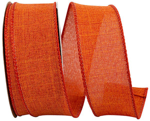 1 ½ inch x 10 yards --- Every Day Linen Value Wired Edge Ribbon --- Rust