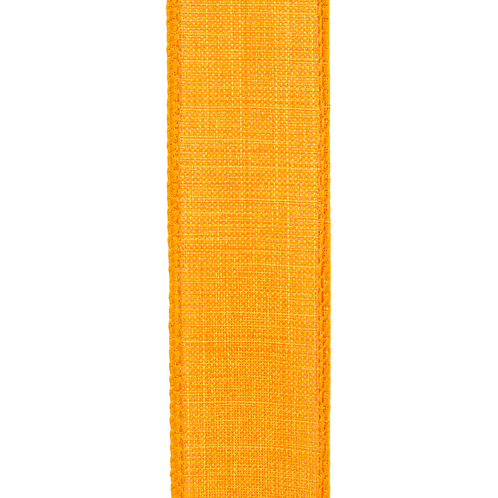 1 ½ inch x 10 yards --- Every Day Linen Value Wired Edge Ribbon --- Orange