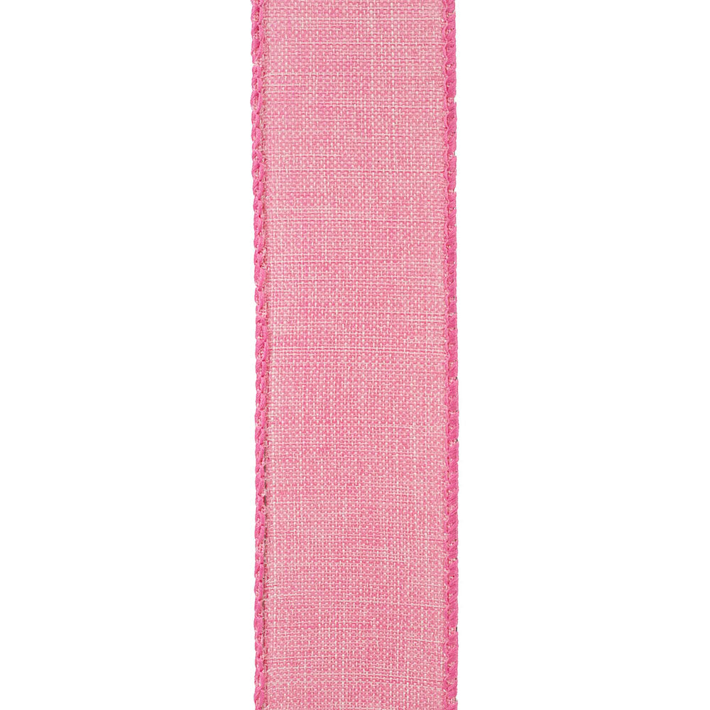 1 ½ inch x 10 yards --- Every Day Linen Value Wired Edge Ribbon --- Pink