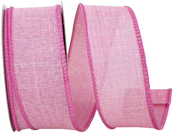 1 ½ inch x 10 yards --- Every Day Linen Value Wired Edge Ribbon --- Pink