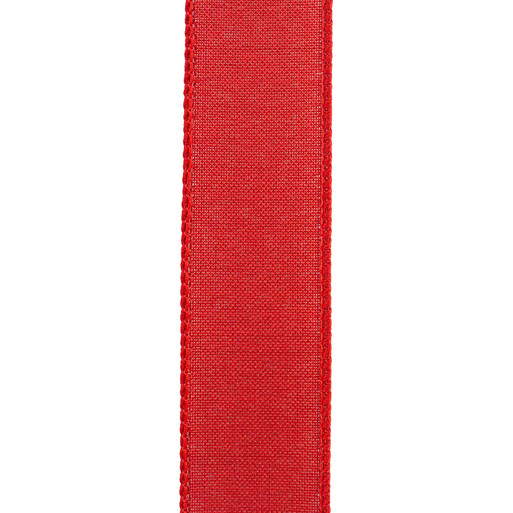 1 ½ inch x 10 yards --- Every Day Linen Value Wired Edge Ribbon --- Red