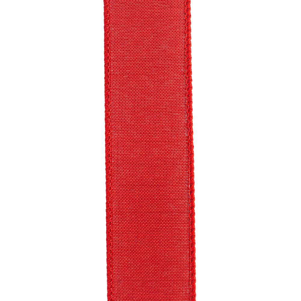 1 ½ inch x 10 yards --- Every Day Linen Value Wired Edge Ribbon --- Red