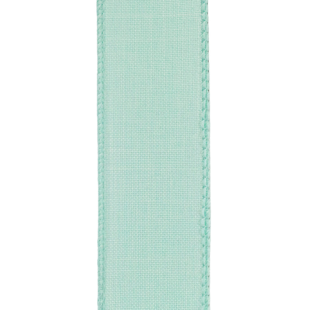 1 ½ inch x 10 yards --- Every Day Linen Value Wired Edge Ribbon --- Aqua