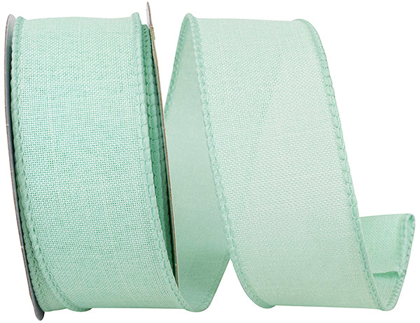 1 ½ inch x 10 yards --- Every Day Linen Value Wired Edge Ribbon --- Aqua