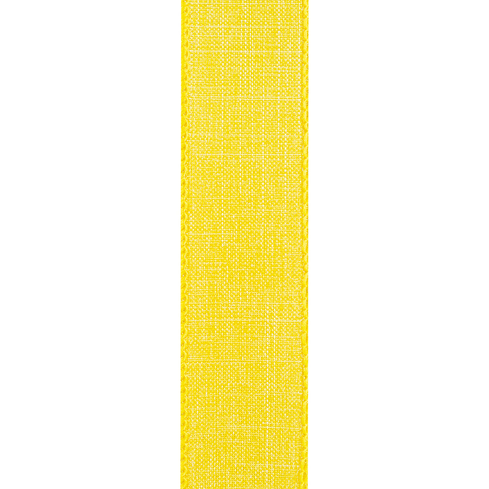 1 ½ inch x 10 yards --- Every Day Linen Value Wired Edge Ribbon --- Yellow