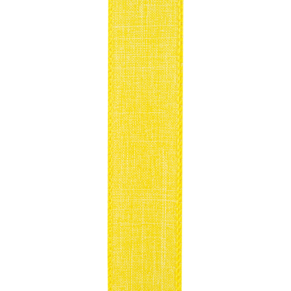 1 ½ inch x 10 yards --- Every Day Linen Value Wired Edge Ribbon --- Yellow