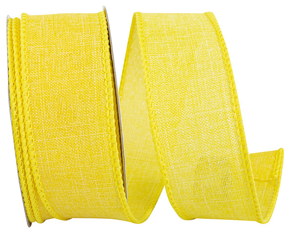 1 ½ inch x 10 yards --- Every Day Linen Value Wired Edge Ribbon --- Yellow