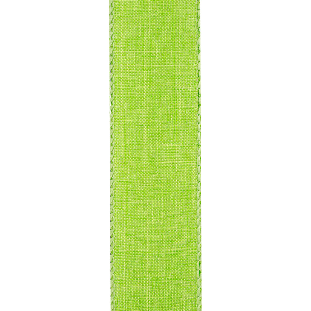 1 ½ inch x 10 yards --- Every Day Linen Value Wired Edge Ribbon --- Lime