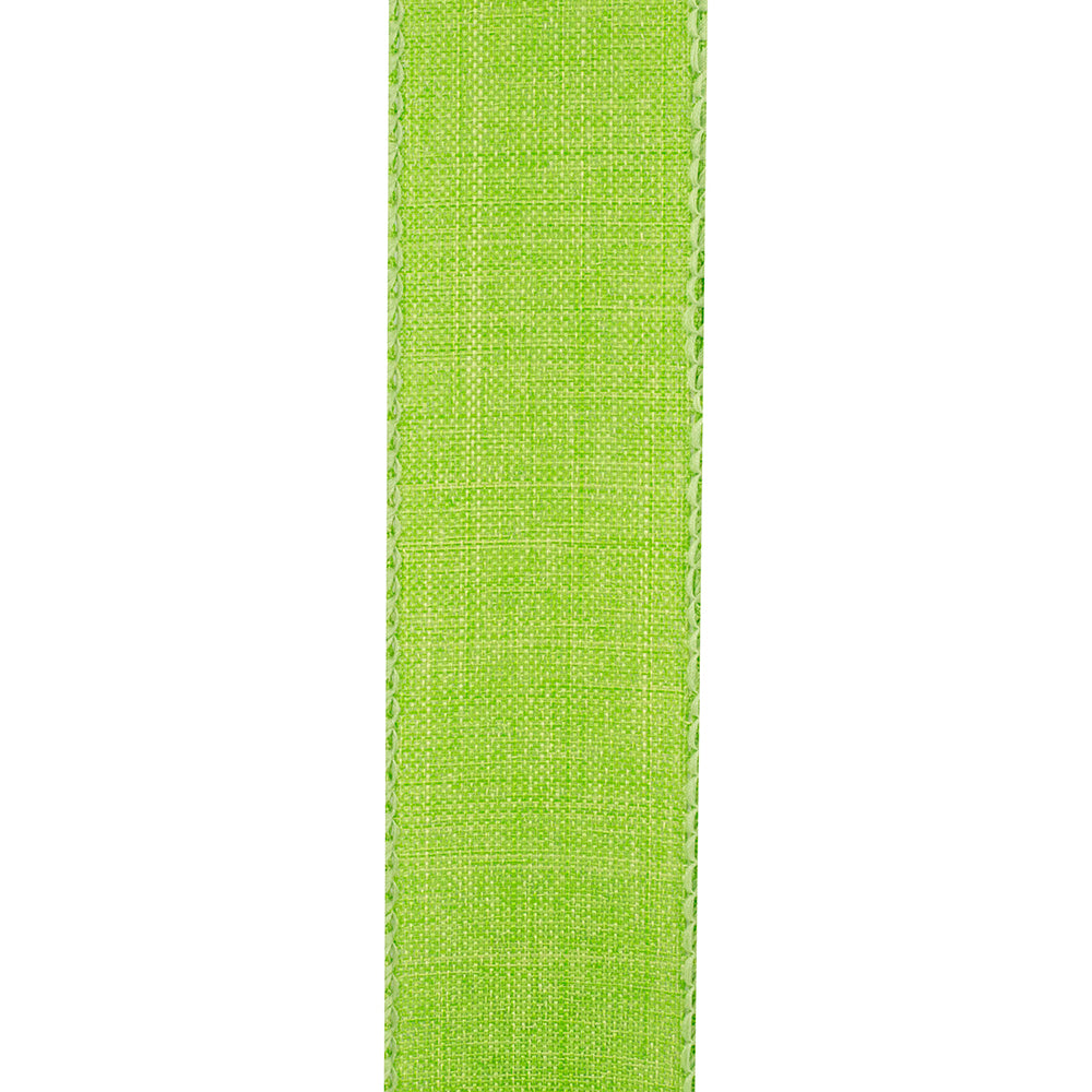 1 ½ inch x 10 yards --- Every Day Linen Value Wired Edge Ribbon --- Lime