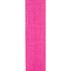 1 ½ inch x 10 yards --- Every Day Linen Value Wired Edge Ribbon --- Fuchsia