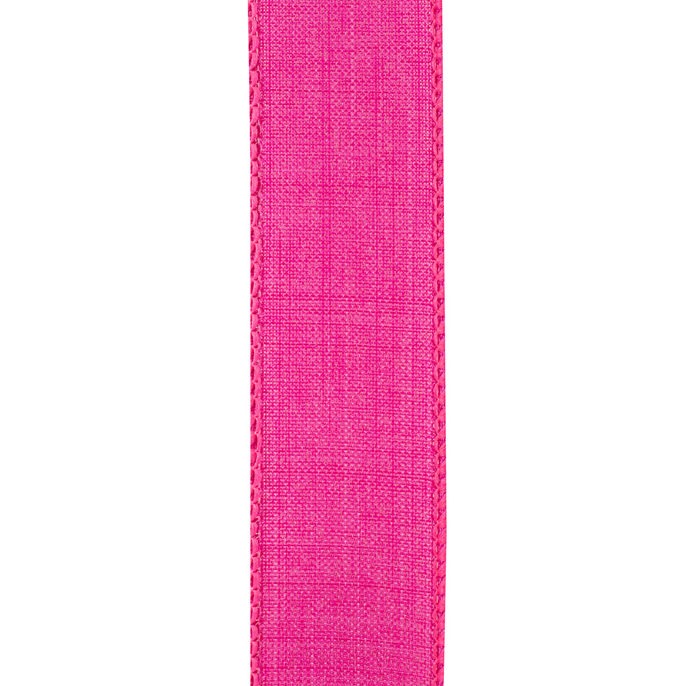 1 ½ inch x 10 yards --- Every Day Linen Value Wired Edge Ribbon --- Fuchsia