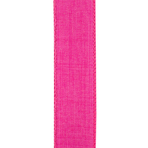 1 ½ inch x 10 yards --- Every Day Linen Value Wired Edge Ribbon --- Fuchsia