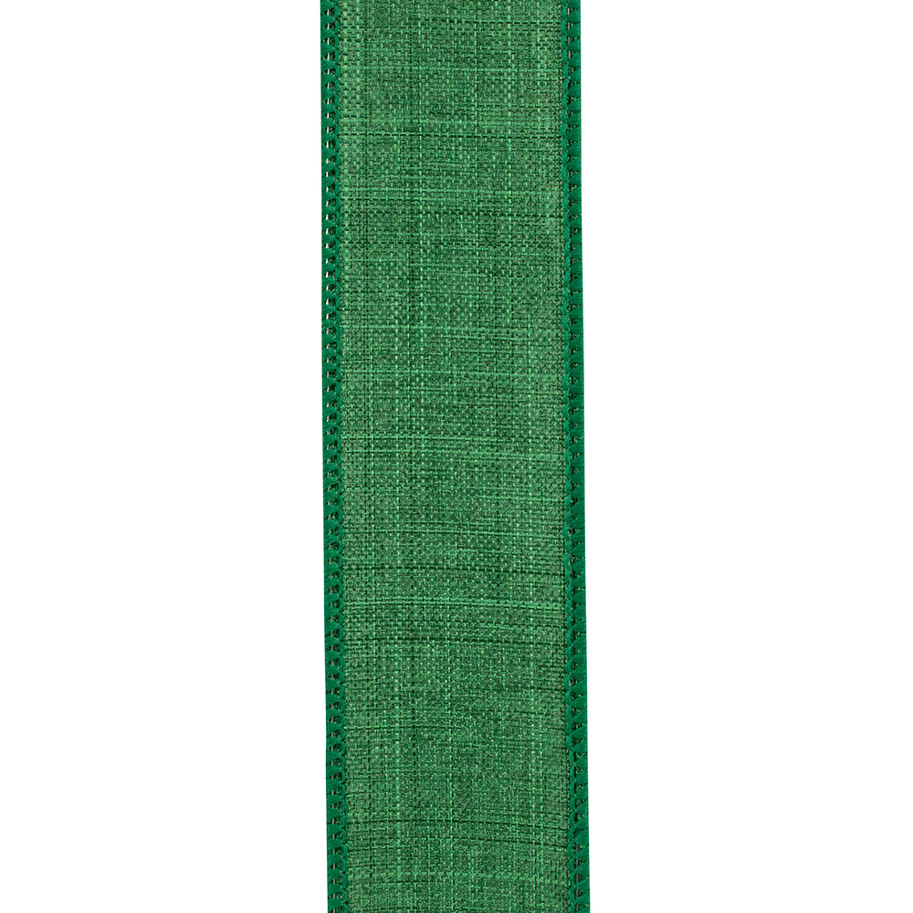 1 ½ inch x 10 yards --- Every Day Linen Value Wired Edge Ribbon --- Emerald