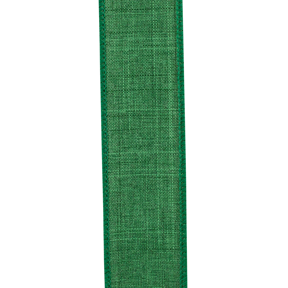 1 ½ inch x 10 yards --- Every Day Linen Value Wired Edge Ribbon --- Emerald