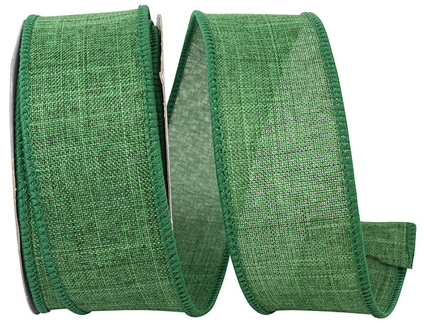 1 ½ inch x 10 yards --- Every Day Linen Value Wired Edge Ribbon --- Emerald