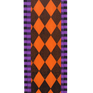 10 yards --- 2 ½ inch -- Harlequin Jester Wired Edge Ribbon