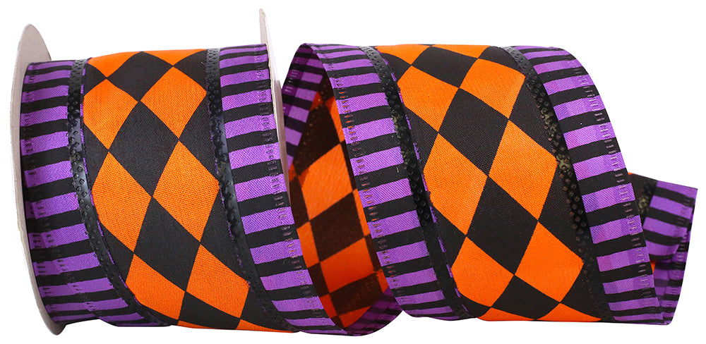 10 yards --- 2 ½ inch -- Harlequin Jester Wired Edge Ribbon