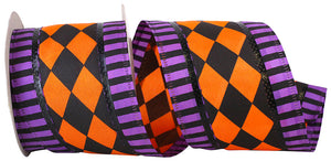 10 yards --- 2 ½ inch -- Harlequin Jester Wired Edge Ribbon