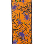 Load image into Gallery viewer, 10 yards --- 2 ½ inch -- Spider Web Glitter Wired Edge Ribbon, Orange
