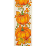 Load image into Gallery viewer, 10 yards --- 2 ½ inch --  Pumpkin Row Linen Wired Edge Ribbon, White Background
