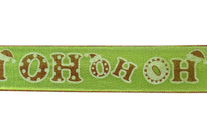 10 yards --- 2 ½ inch --  Ho Ho Ho Glitter Metallic Shine Wired Edge Ribbon