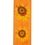 Load image into Gallery viewer, Sunflower Linen Wired Edge Ribbon –-- 2-1/2 Inch x 10 Yards --- Tangerine
