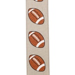 Load image into Gallery viewer, Football Glitter Linen Wired Edge Ribbon - Natural Color -- 2.5&quot; x 10 Yards
