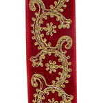 Load image into Gallery viewer, 5 yards --- 2 ½ inch -- Deluxe Scroll Sequin Embroidery Metallic Shiny Back Wired Edge - Christmas Ribbon
