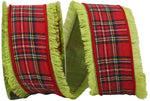 Load image into Gallery viewer, 10 yards --- 2.5 inch -- Lime Fringe Traditional Plaid Wired Edge - Christmas Ribbon
