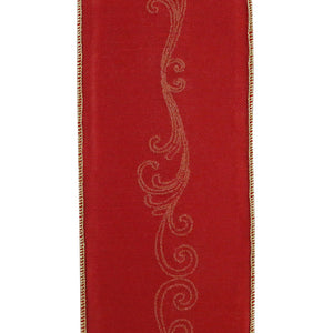 5 yards --- 4 inch --  Embroidered Jeweled Filigree Deluxe Dupioni Wired Edge -- Christmas Ribbon