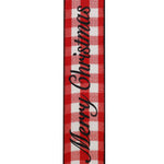 Load image into Gallery viewer, &quot;MERRY CHRISTMAS&quot; Celine Plaid Twill - Wired Edge Ribbon (Red &amp; White)-- Various Yard Sizes
